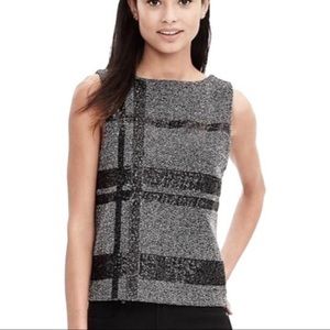 Banana Republic Sequin Herringbone Dark Gray Low Back Zipper Tank Size 12